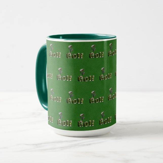 Golf Clubs On Green Denim,  Mug (Front Left)