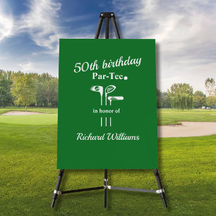 Golf Clubs Par Tee Green White Men's 50th Birthday Foam Board