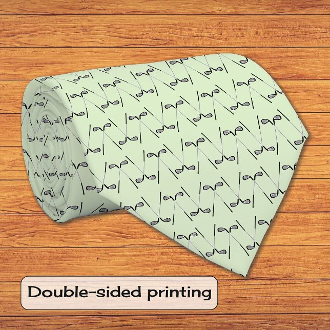 Golf clubs pattern pale green neck tie (Creator Uploaded)