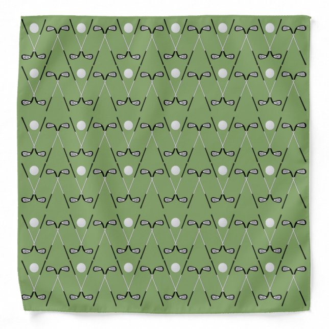 Golf clubs pattern soft green bandana (Front)
