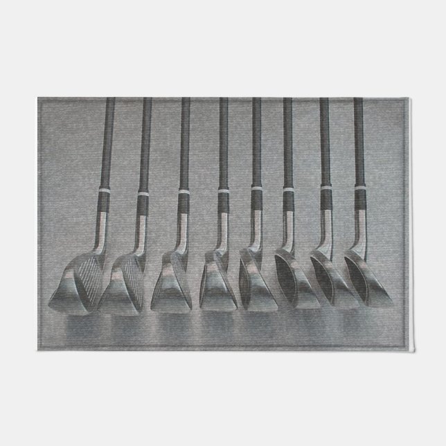 Golf Clubs Rug, Simple Golf Players  Doormat (Front)