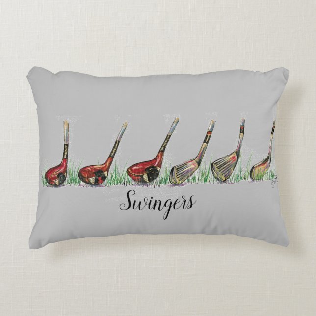 Golf clubs, Swingers" pillow (Front)