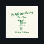 Golf Clubs Themed Par Tee 50th Birthday Party Napkins<br><div class="desc">"Celebrate his 50th Birthday with a Golf-Themed Bash!" Make your 50th birthday party unforgettable with our delightful "50th Birthday Par-Tee" napkins. Set against a light background, these napkins feature a whimsical twist on the golf theme, with a central graphic of golf clubs highlighting the event details. Customization is straightforward, with...</div>