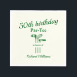 Golf Clubs Themed Par Tee 50th Birthday Party Napkins<br><div class="desc">"Celebrate his 50th Birthday with a Golf-Themed Bash!" Make your 50th birthday party unforgettable with our delightful "50th Birthday Par-Tee" napkins. Set against a light background, these napkins feature a whimsical twist on the golf theme, with a central graphic of golf clubs highlighting the event details. Customization is straightforward, with...</div>