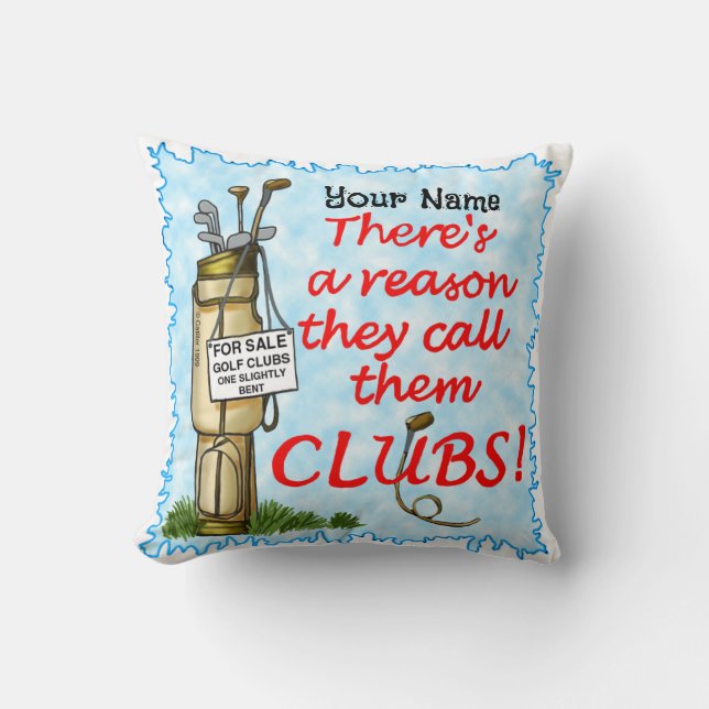 Golf Clubs Throw Pillow (Front)