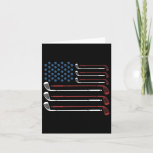 Golf Clubs Usa Flag Red White And Blue Card