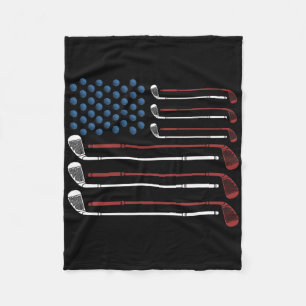 Golf Clubs Usa Flag Red White And Blue Fleece Blanket