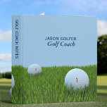 Golf Coach Blue and Green Sports 3 Ring Binder<br><div class="desc">Personalize this golf theme binder with your name and your favorite number - make it unique as your swing,  you can add text to the spine to. A great gift for golfers!</div>