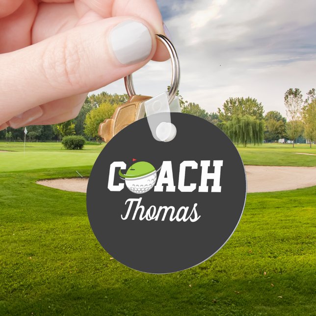 Golf Coach Golfer Ball Typography Personalized  Keychain (Creator Uploaded)