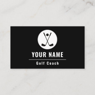 Golf Coach Golfer Instructor Classy Black & White Business Card