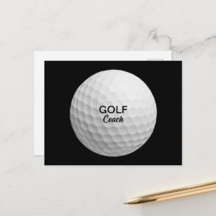 Golf Coach Realistic Ball Black Postcard