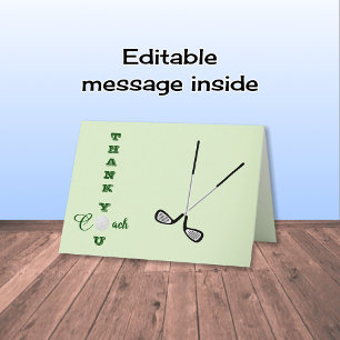 Golf coach sports letterpress thank you card