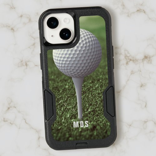 Golf Coach Teeing Off Modern Golfer Monogram Green OtterBox iPhone 14 Case