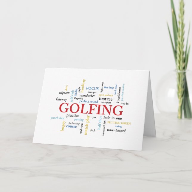 Golf Coach Thank You in Words Card (Front)