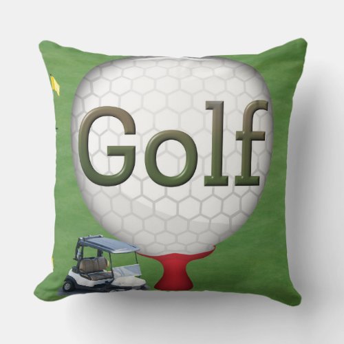 Golf Composite Ball Cart Flags   Throw Pillow