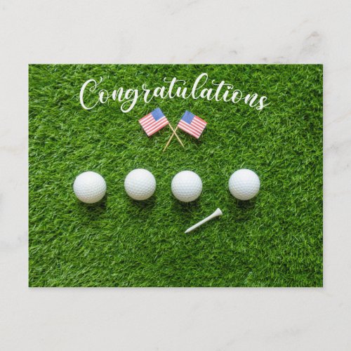 Golf Congratulation for American Golfer with flag  Postcard