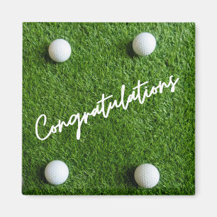 Golf Congratulations balls on green grass Magnet