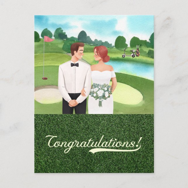 Golf Congratulations for golfer bride and groom  Postcard (Front)