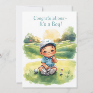 Golf Congratulations It’s a Boy Card   Baby Golfer