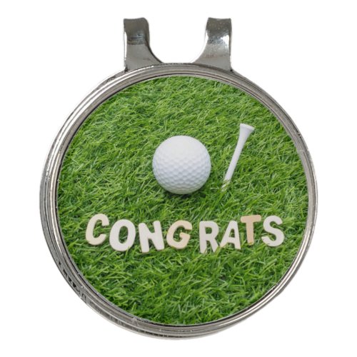 Golf  Congratulations on green grass to golfer  Golf Hat Clip