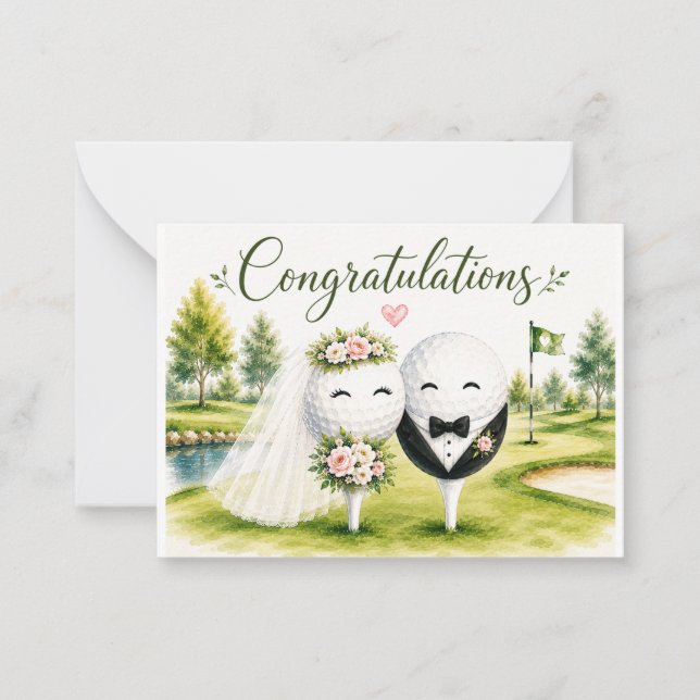 Golf Congratulations on Wedding for Golfer Note Card (Front)