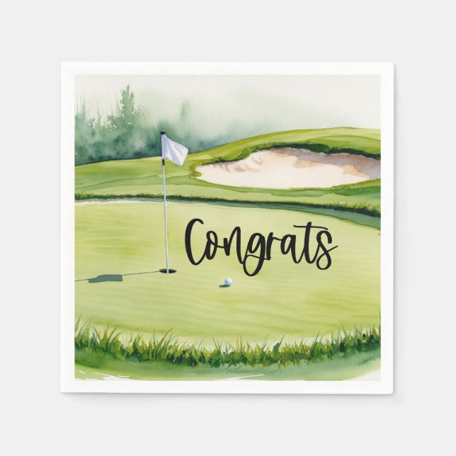Golf Congratulations text on putting green Napkins (Front)