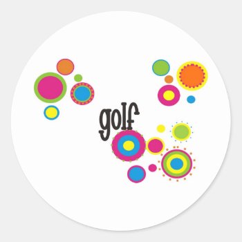 Golf Cool Polka Dots Classic Round Sticker by PolkaDotTees at Zazzle