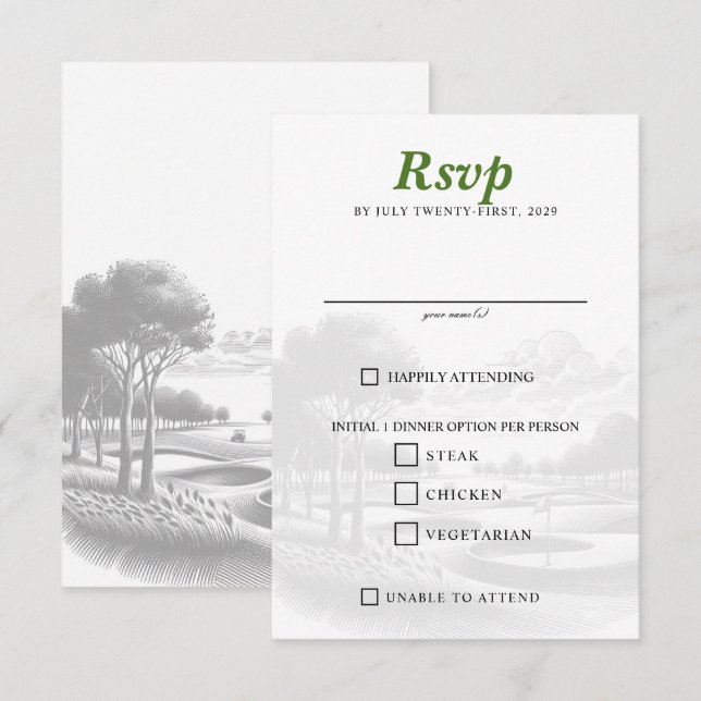 Golf Couple Food Choices RSVP Card (Front/Back)