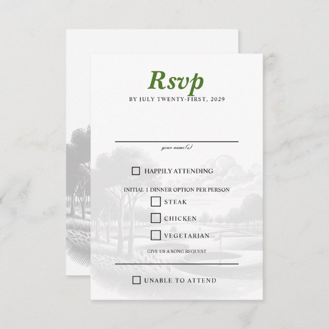 Golf Couple Food Choices RSVP Card (Front/Back)