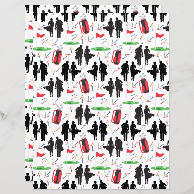 Golf Couple Scrapbook Paper (Front/Back)
