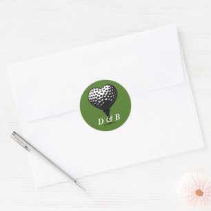 Golf Couple Wedding Classic Round Sticker