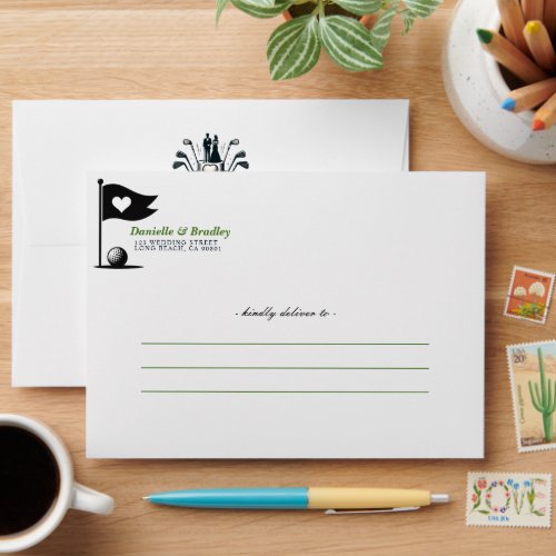 Golf Couple Wedding Envelope