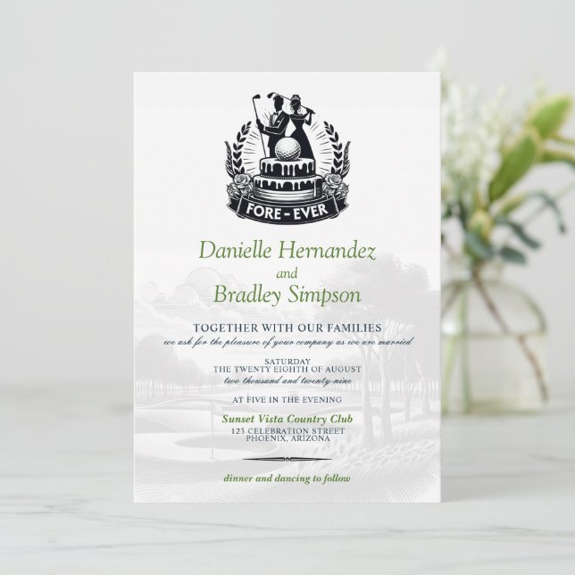 Golf Couple Wedding Invitation (Standing Front)