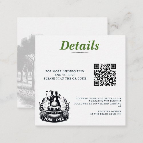 Golf Couple Wedding QR Code Enclosure Card