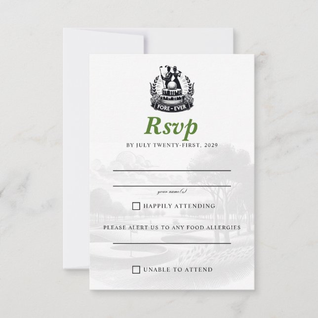 Golf Couple Wedding RSVP Card (Front)