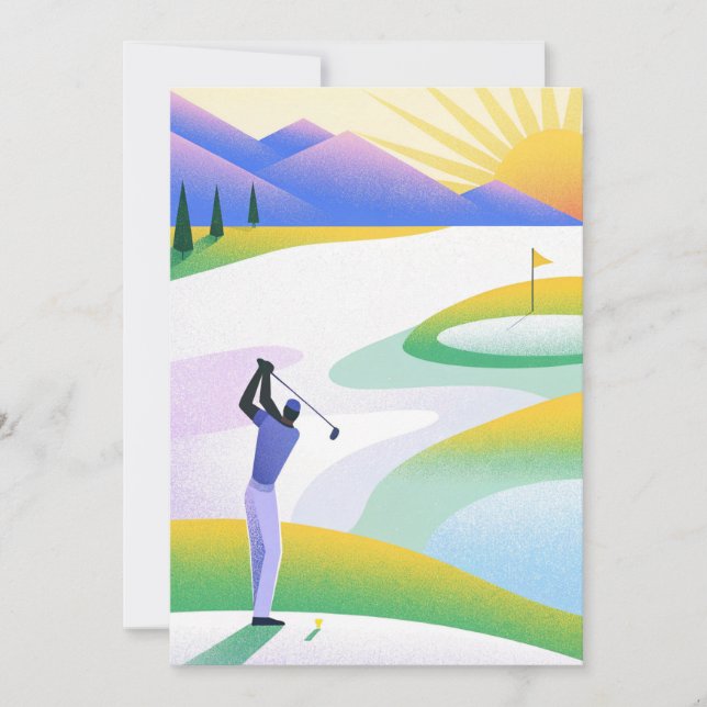 golf course at sunrise with golden rays  invitation (Front)