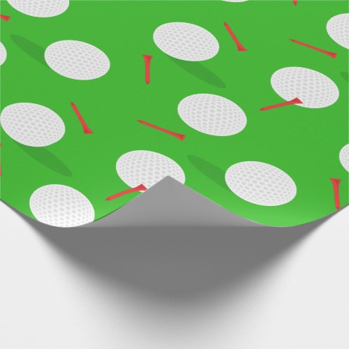 Golf Course Balls and Tees Pattern Wrapping Paper