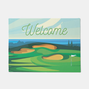 Golf course beautiful watercolor welcome golfer's doormat