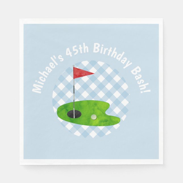 Golf Course Blue White Preppy Country Club Party Napkins (Front)