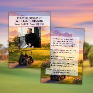 Golf Course Buggy Funeral Prayer Poem Photo Cards