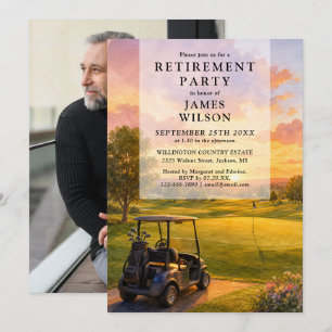 Golf Course Buggy Retirement Party Photo Invitation