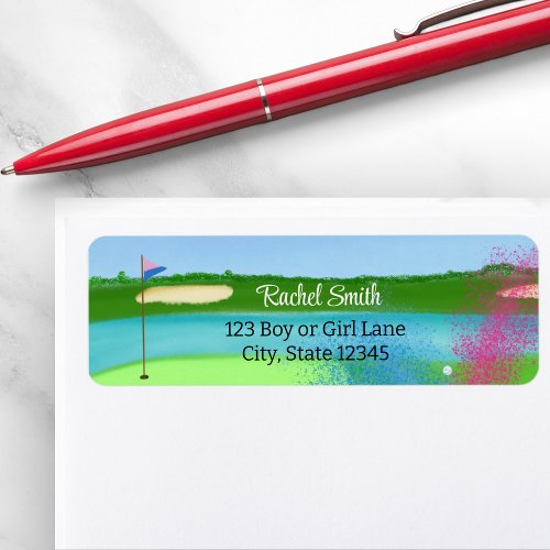 Golf Course Bunker Gender Reveal Return Address Label