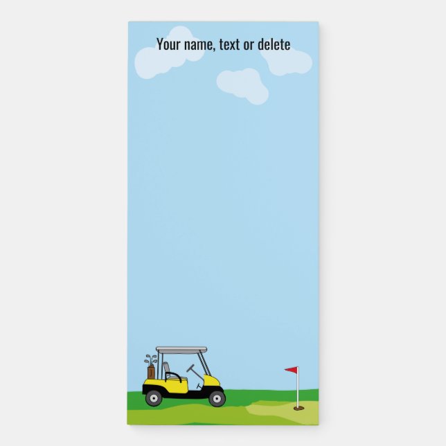 Golf Course Cart Custom Magnetic Notepad (Front)
