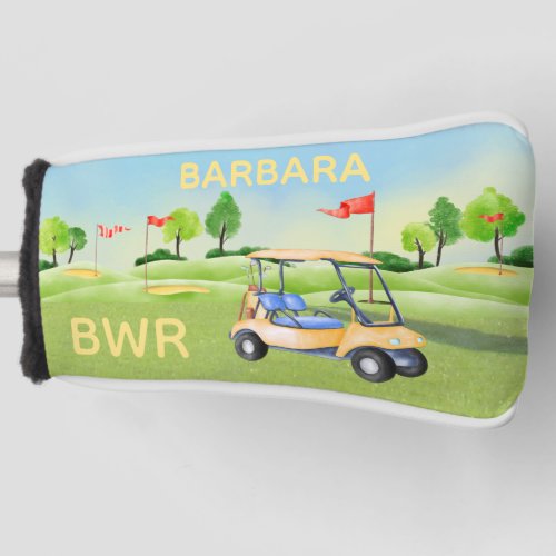 Golf Course Cart Women Monogram Name  Golf Head Cover