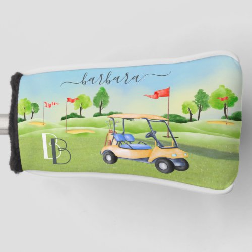 Golf Course Cart Women Monogram Name Putter   Golf Head Cover