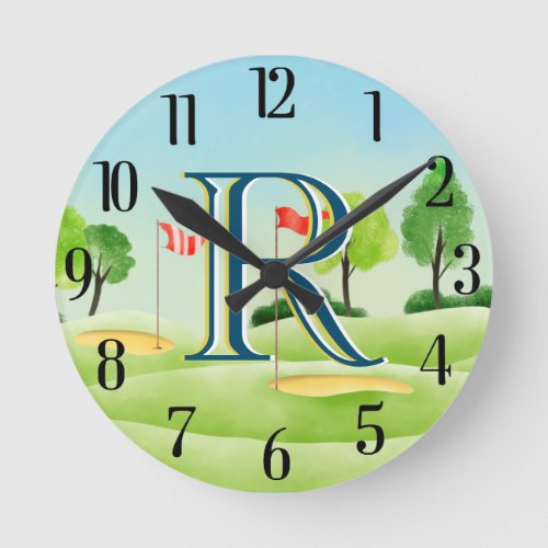 Golf Course Custom Monogram  Round Clock