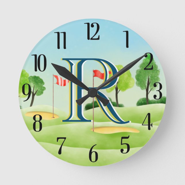 Golf Course Custom Monogram  Round Clock (Front)