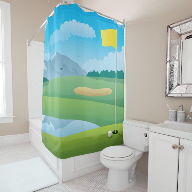 Golf Course Design Shower Curtain (In Situ)