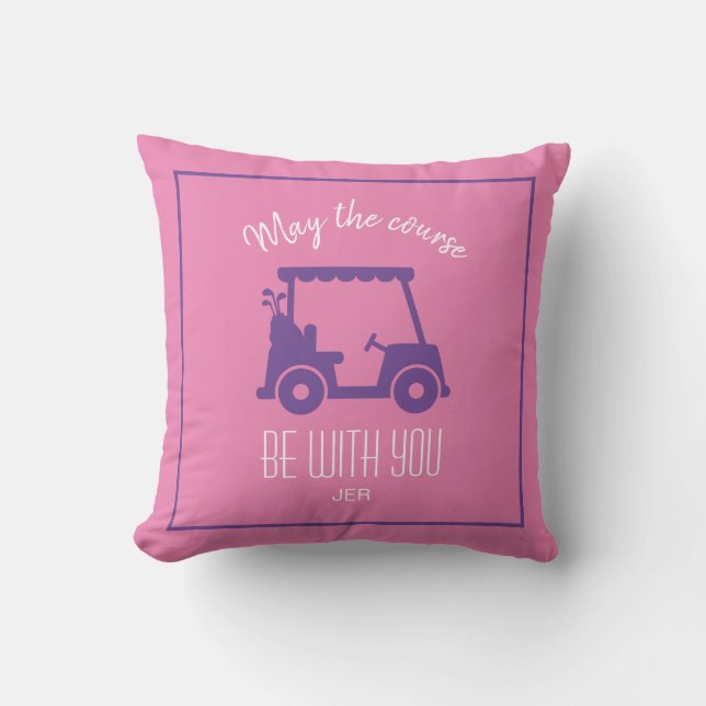 Golf Course Golfer Quote Cute Golf Cart Customized Throw Pillow (Front)