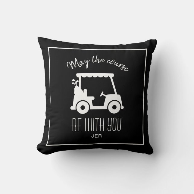 Golf Course Golfer Quote Cute Golf Cart Customized Throw Pillow (Front)